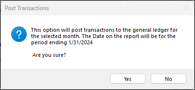 Post transactions confirmation window